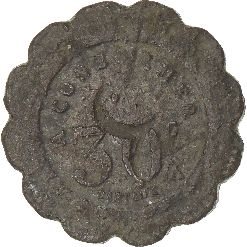 France, A Consommer, 30 Centimes, Dumoulin, , Brass