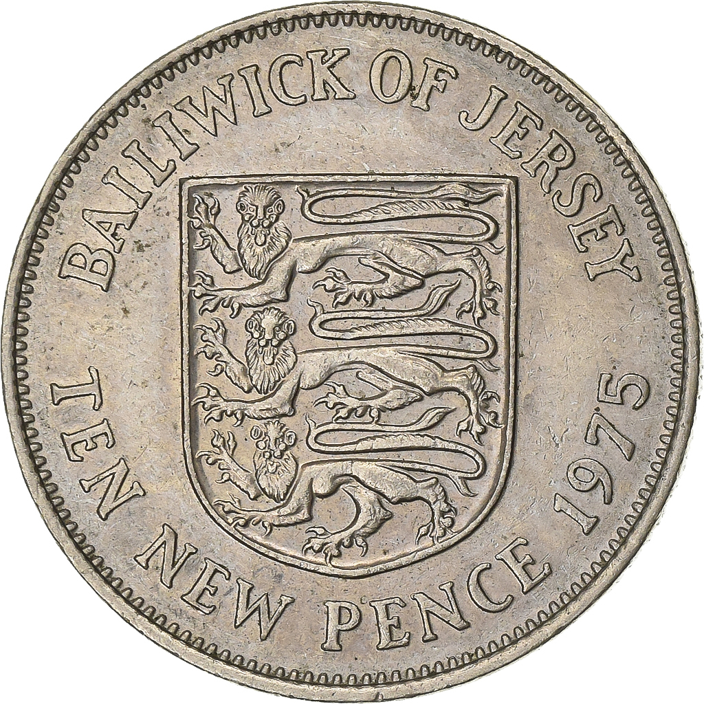 Jersey, Elizabeth II, 10 New Pence, 1975, Copper-nickel, , KM:33