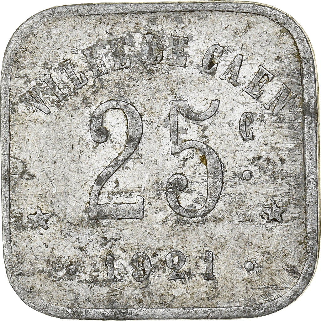 France, Ville de Caen, 25 Centimes, 1921, , Aluminium, Elie:10.3