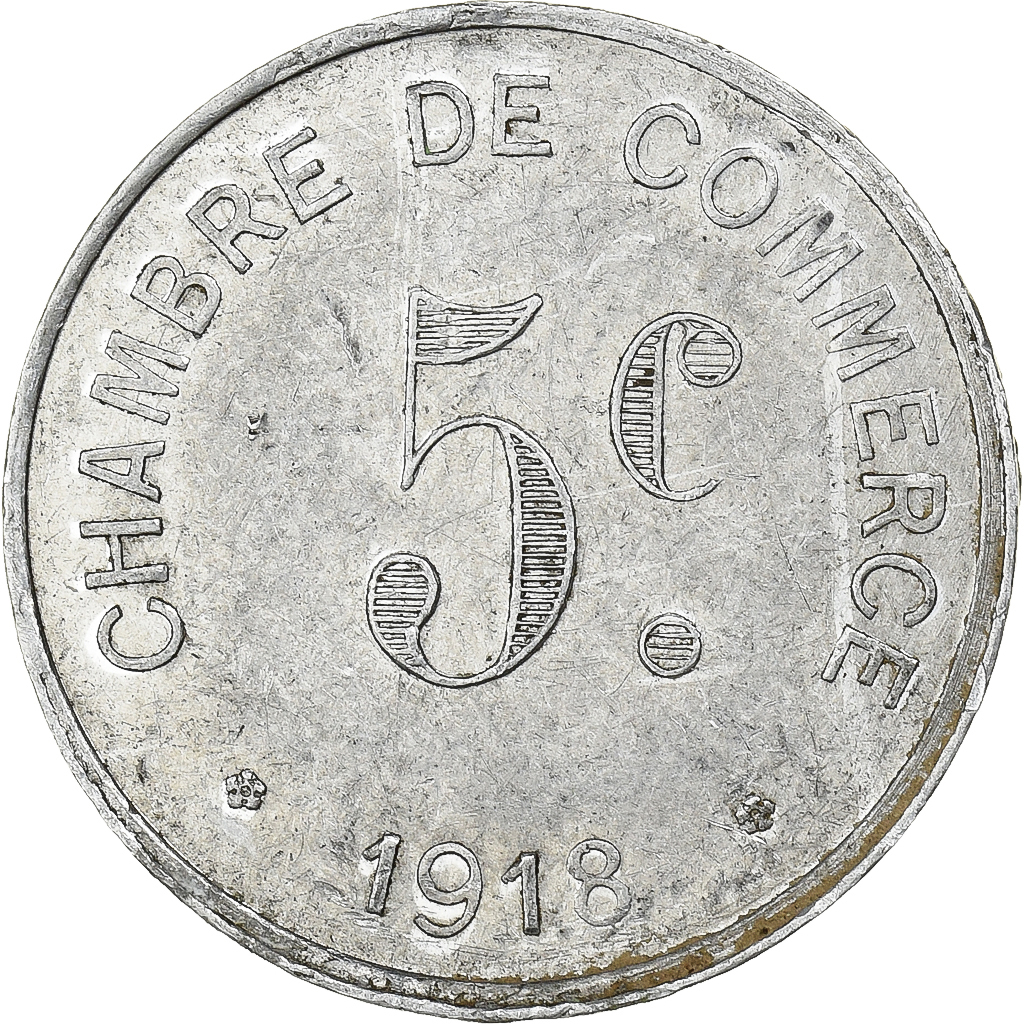 France, Chambre de commerce de Rouen, 5 Centimes, 1918, , Aluminium