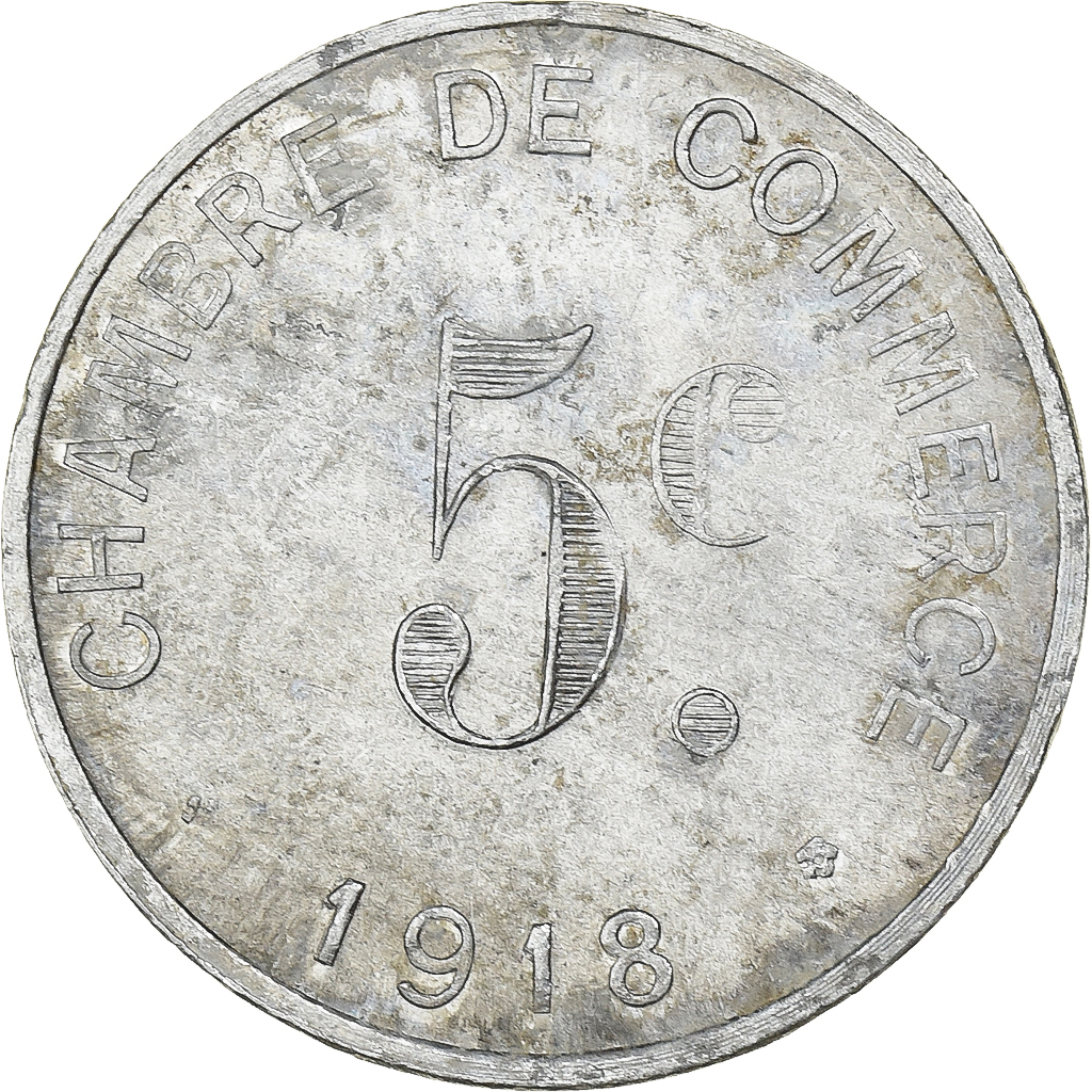 France, Chambre de commerce de Rouen, 5 Centimes, 1918, , Aluminium