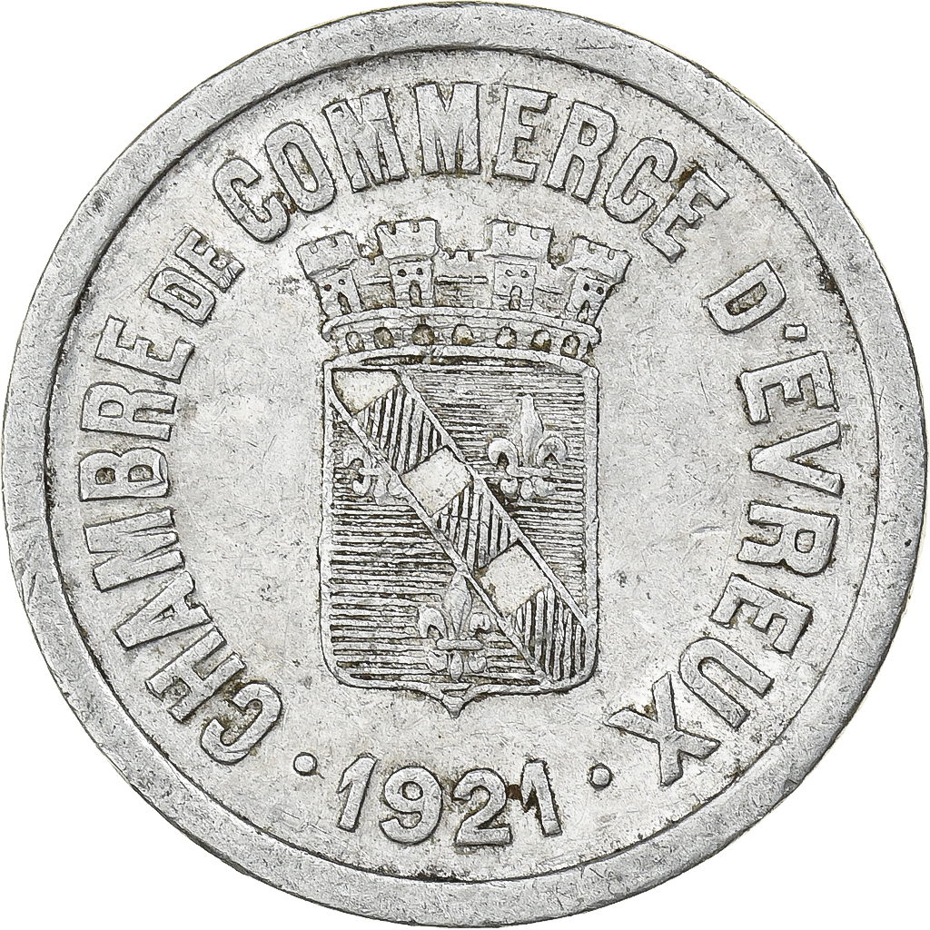 France, Chambre de commerce d'Evreux, 25 Centimes, 1921, , Aluminium