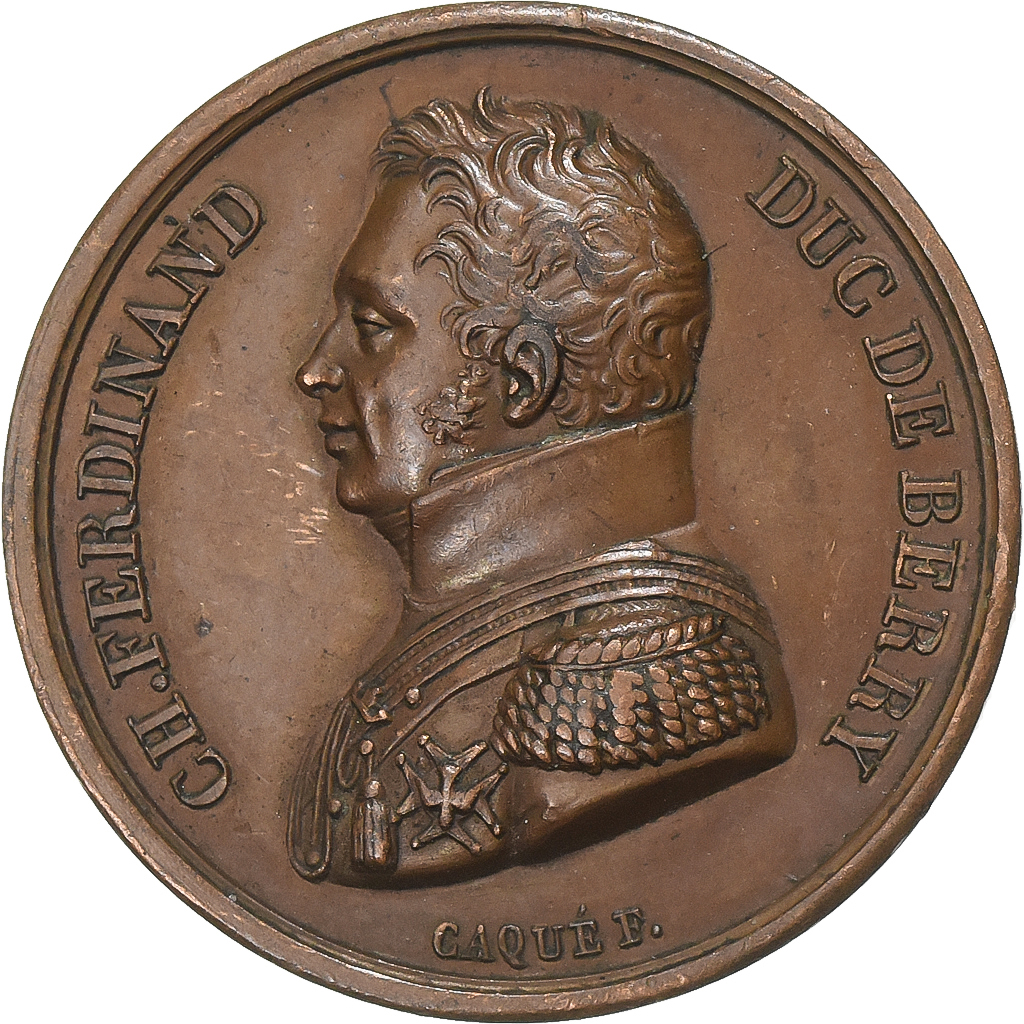 France, Medal, Assassinat du Duc de Berry, 1820, Copper, Caqué, 