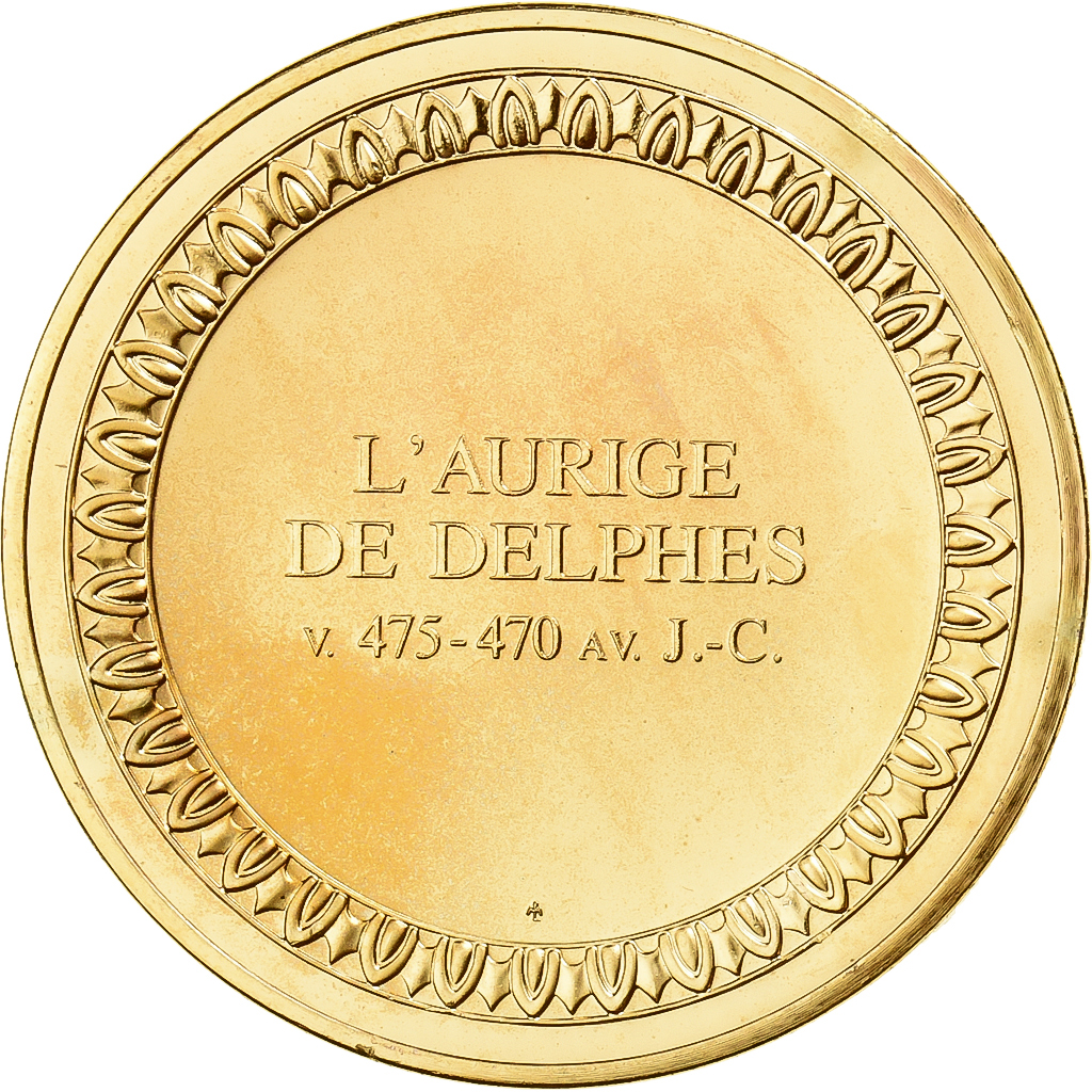 France, Medal, Peinture, L'Aurige de Delphes, Grec, Gilt Bronze, 