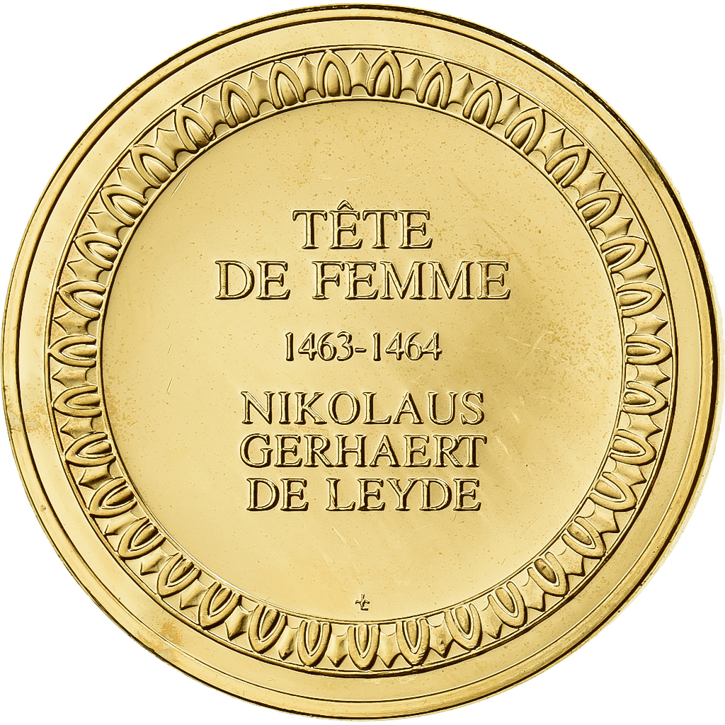 France, Medal, Tête de Femme, Nikolaus Gerhaert de Leyde, Gilt Bronze, 