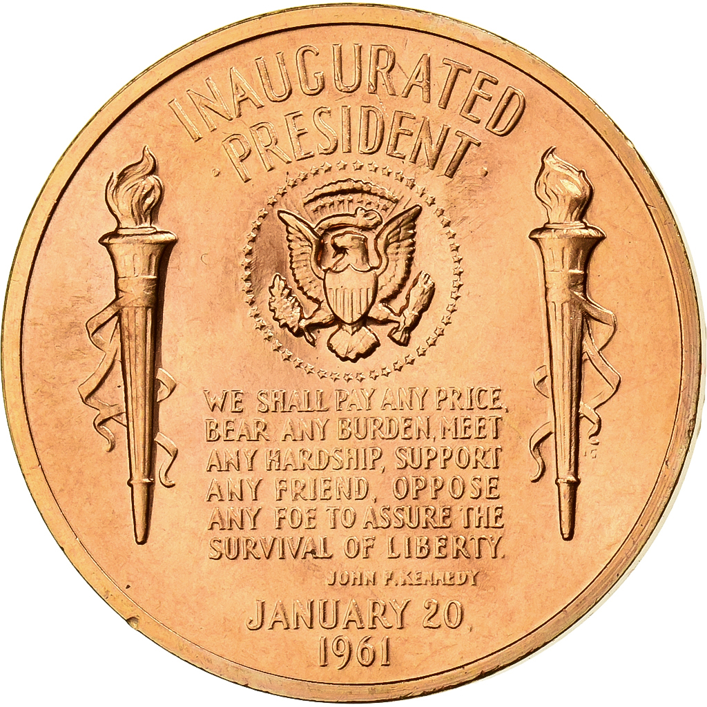 United States, Medal, john Kennedy, Inaugurated President, 1961, Copper, 