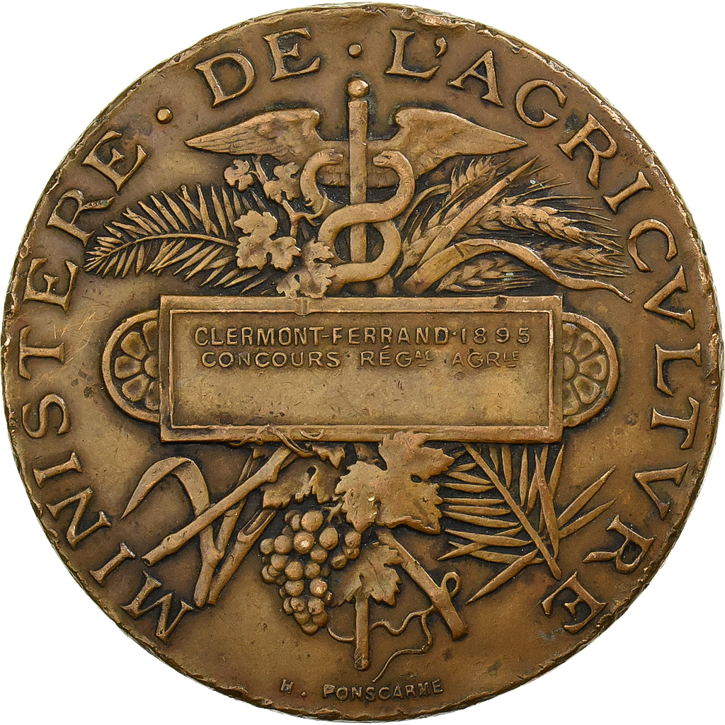 France, Medal, Concours Agricole de Clermont-Ferrand, 1895, Bronze, Ponscarme