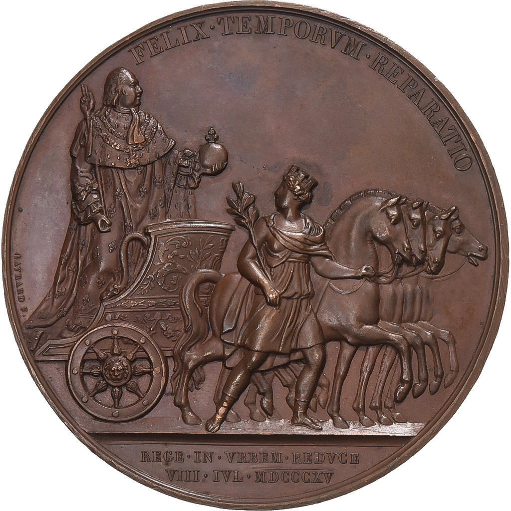 France, Medal, Seconde Entrée du Roi Louis XVIII à Paris, 1815, Bronze