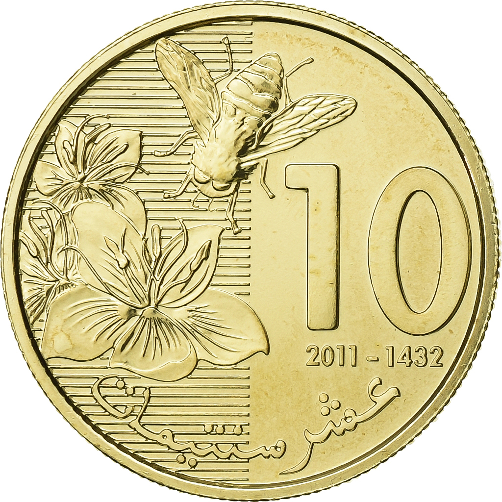 Morocco, Mohammed VI, 10 Santimat, 2011, Paris, Brass plated steel, 