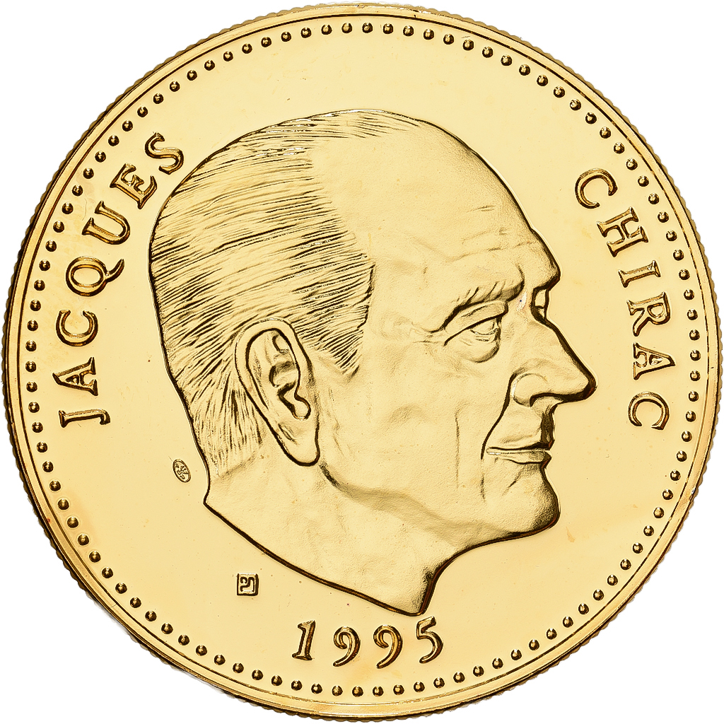 France, Medal, Ve République, Jacques Chirac, 1995, Copper-Nickel Gilt, 