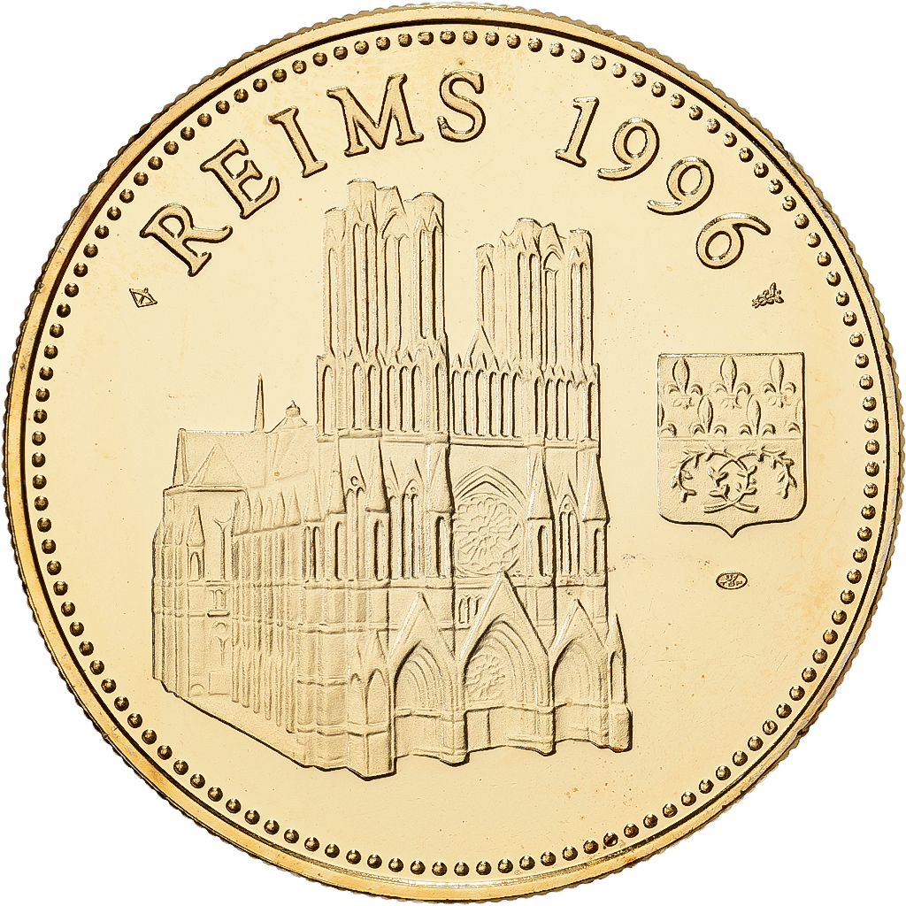 France, Medal, Le Pape Jean-Paul II à Reims, 1996, Copper-Nickel Gilt, 