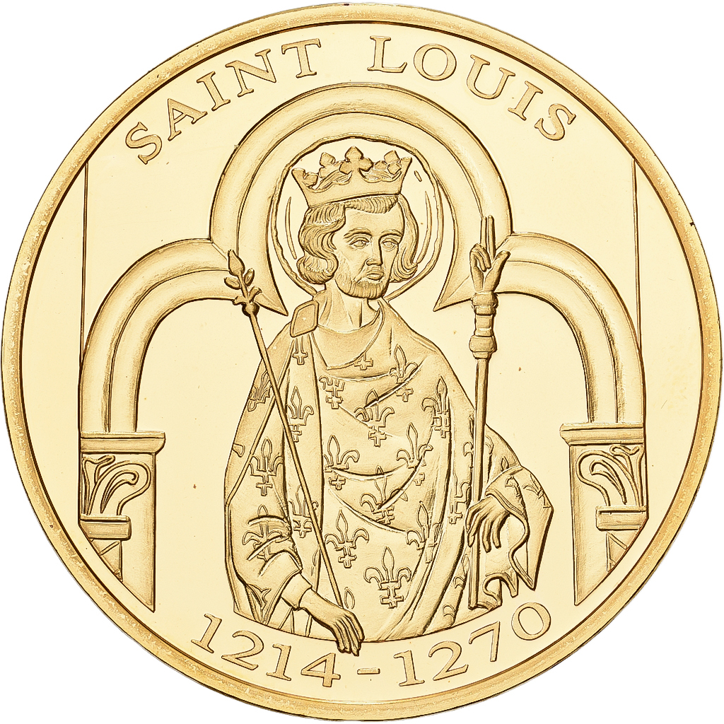 France, Medal, Histoire de France, Saint-Louis, Copper Gilt, 