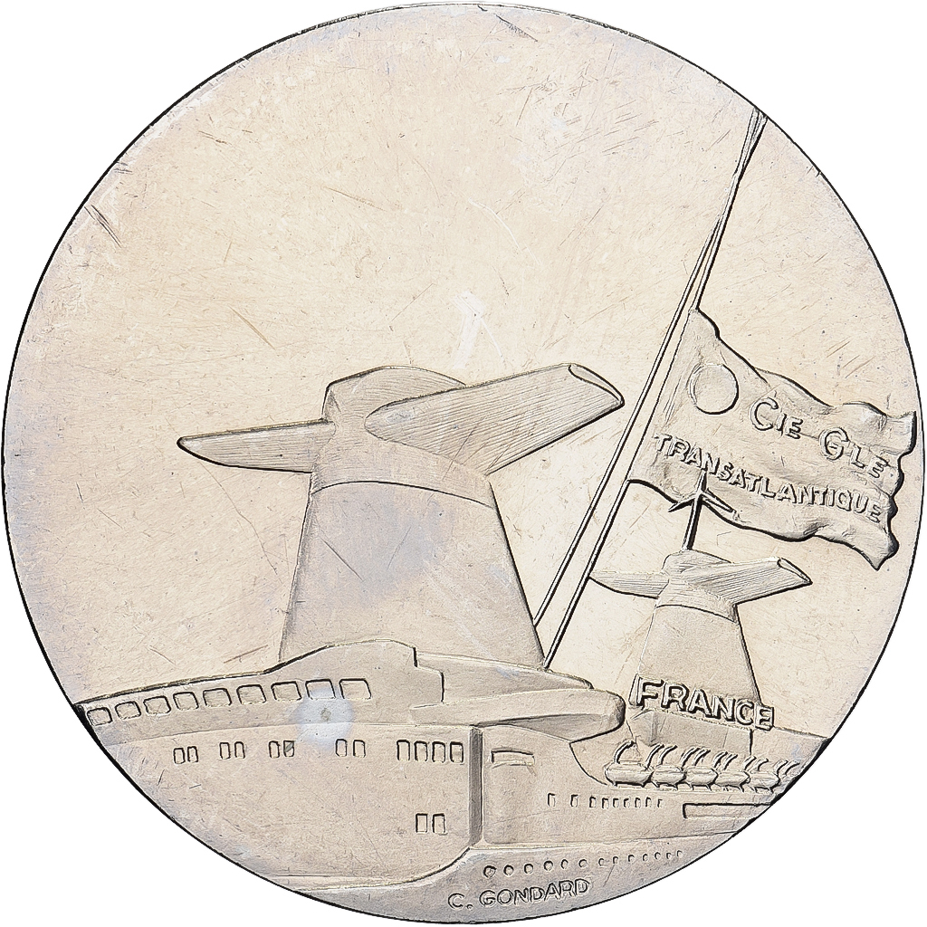 France, Medal, Compagnie Générale Transatlantique, France, Copper-nickel, C.