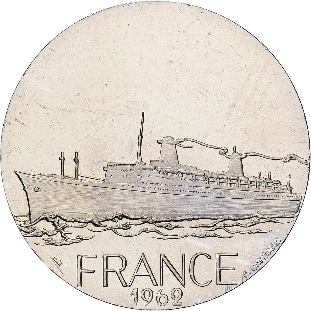 France, Medal, Compagnie Générale Transatlantique, France, Copper-nickel, C.