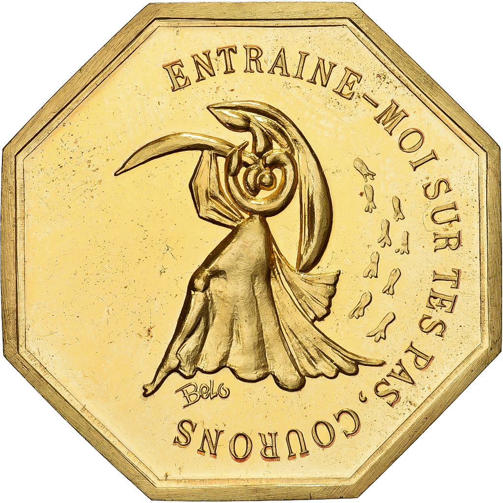 France, Token, Amour et Mariage, Voeux, Gilt Bronze, Belo, 