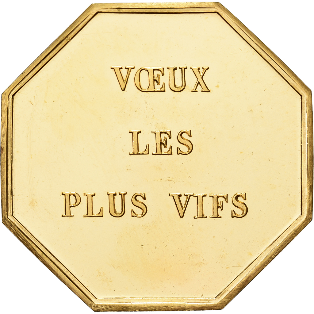 France, Token, Amour et Mariage, Voeux, Gilt Bronze, chien, 