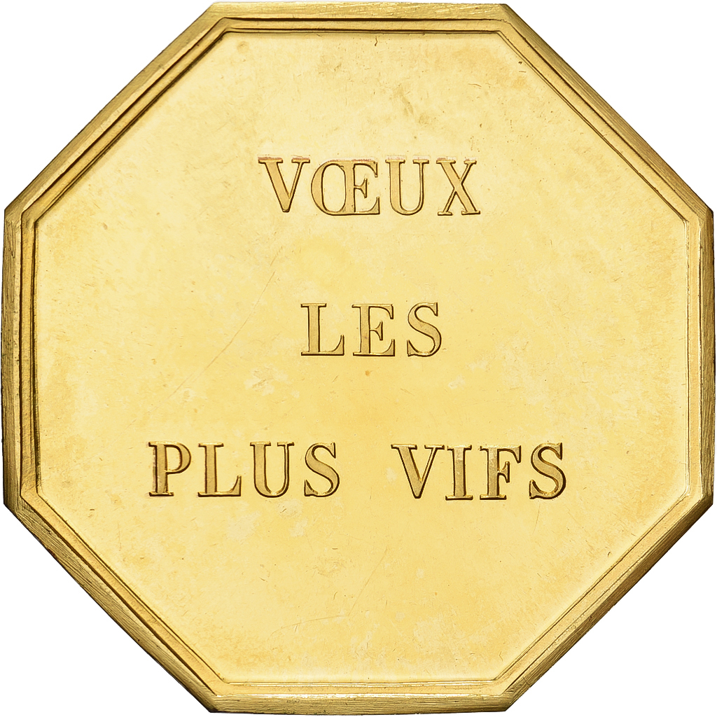 France, Token, Amour et Mariage, Voeux, Gilt Bronze, Je Porte Bonheur, 