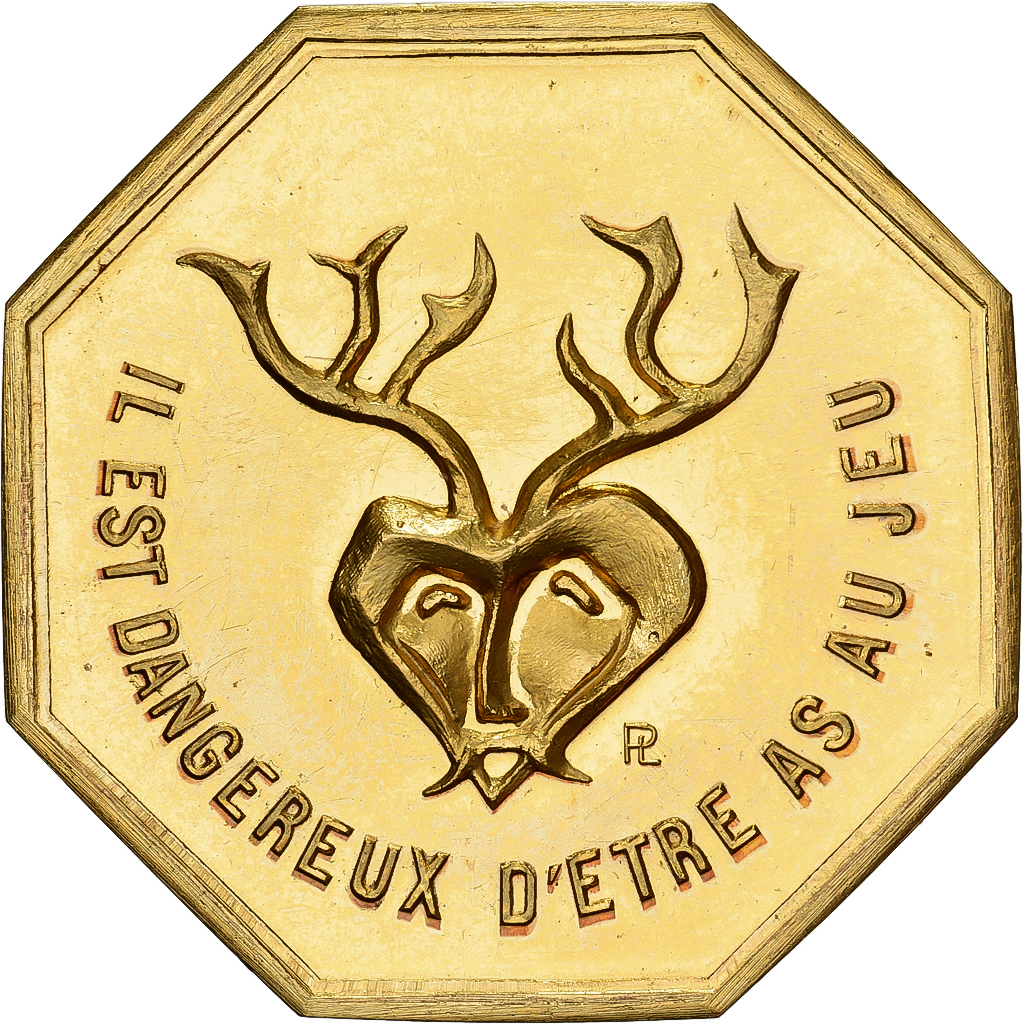 France, Token, Amour et Mariage, Voeux, Gilt Bronze, As aux Jeux, 