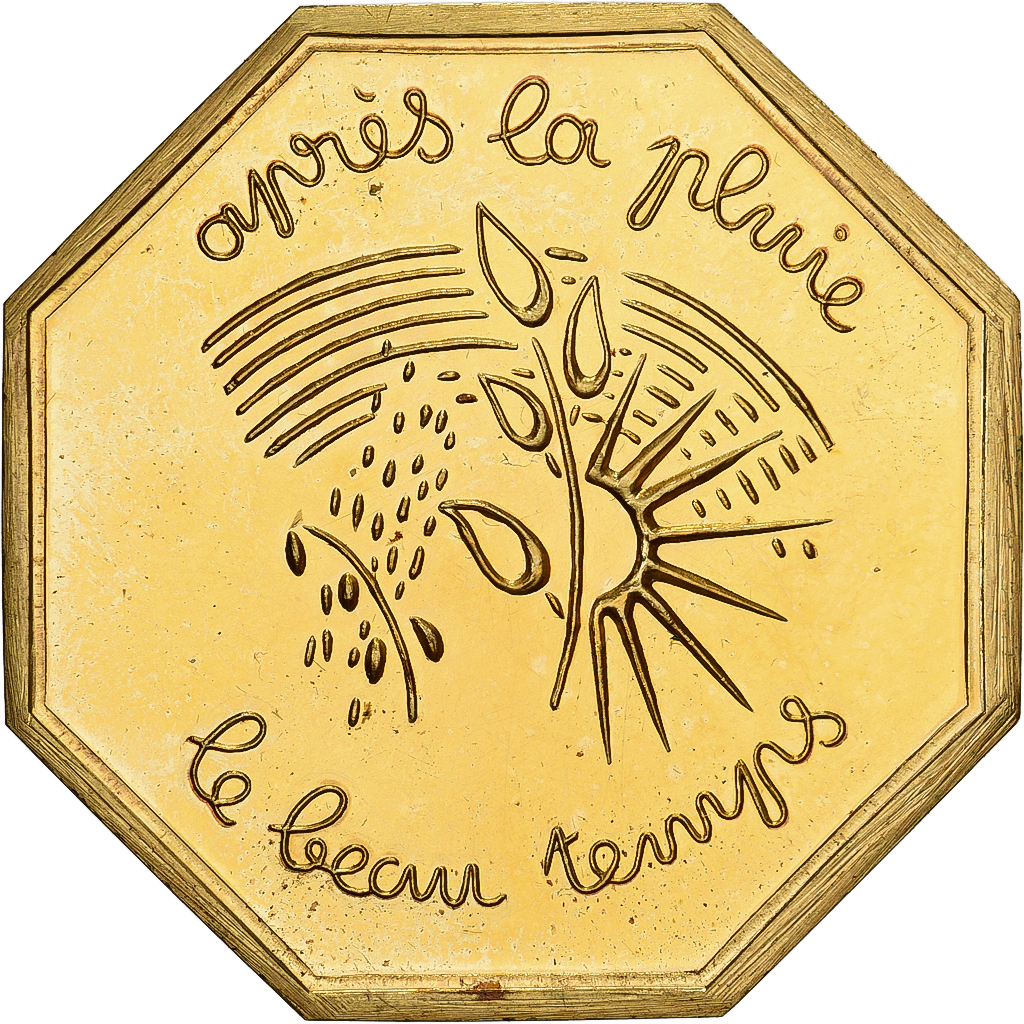 France, Token, Amour et Mariage, Voeux, Gilt Bronze, Après la Pluie, le Beau
