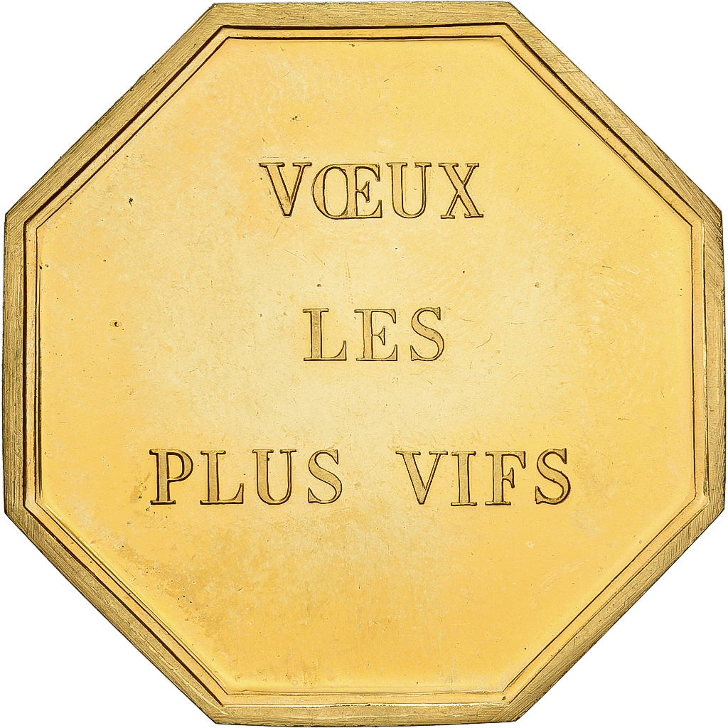 France, Token, Amour et Mariage, Voeux, Gilt Bronze, Arbres, 