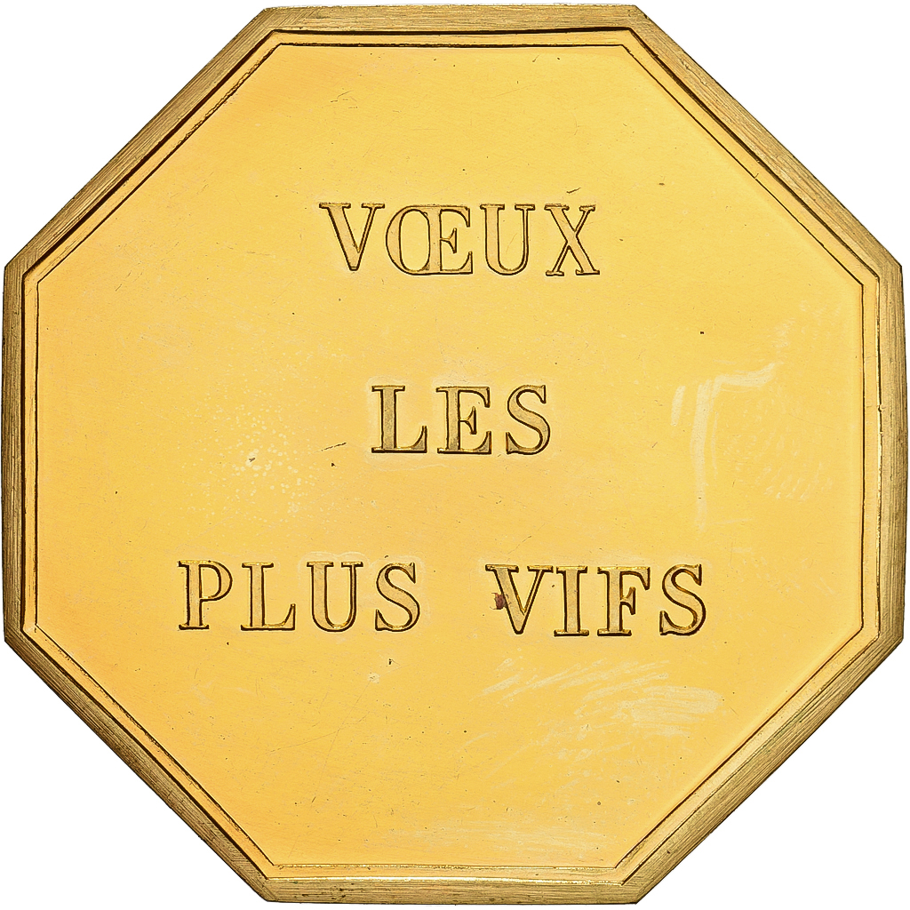 France, Token, Amour et Mariage, Voeux, Gilt Bronze, Coq, 