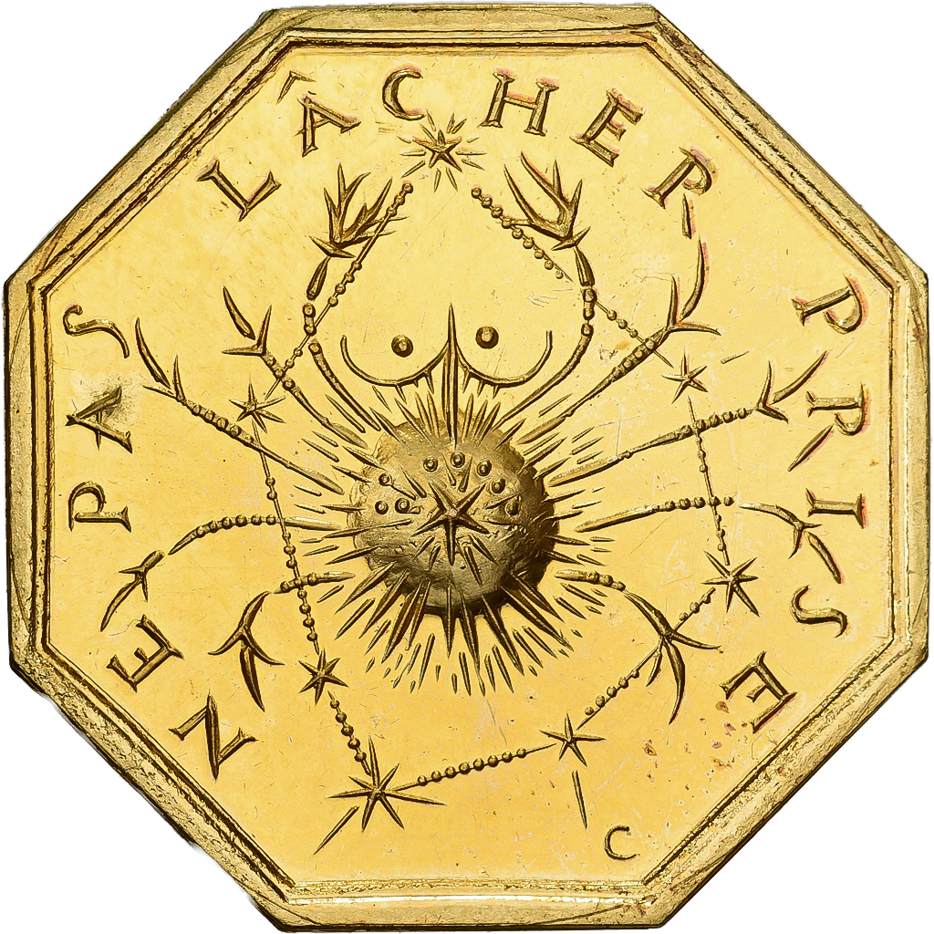 France, Token, Amour et Mariage, Voeux, Gilt Bronze, Zodiaque - Cancer, 