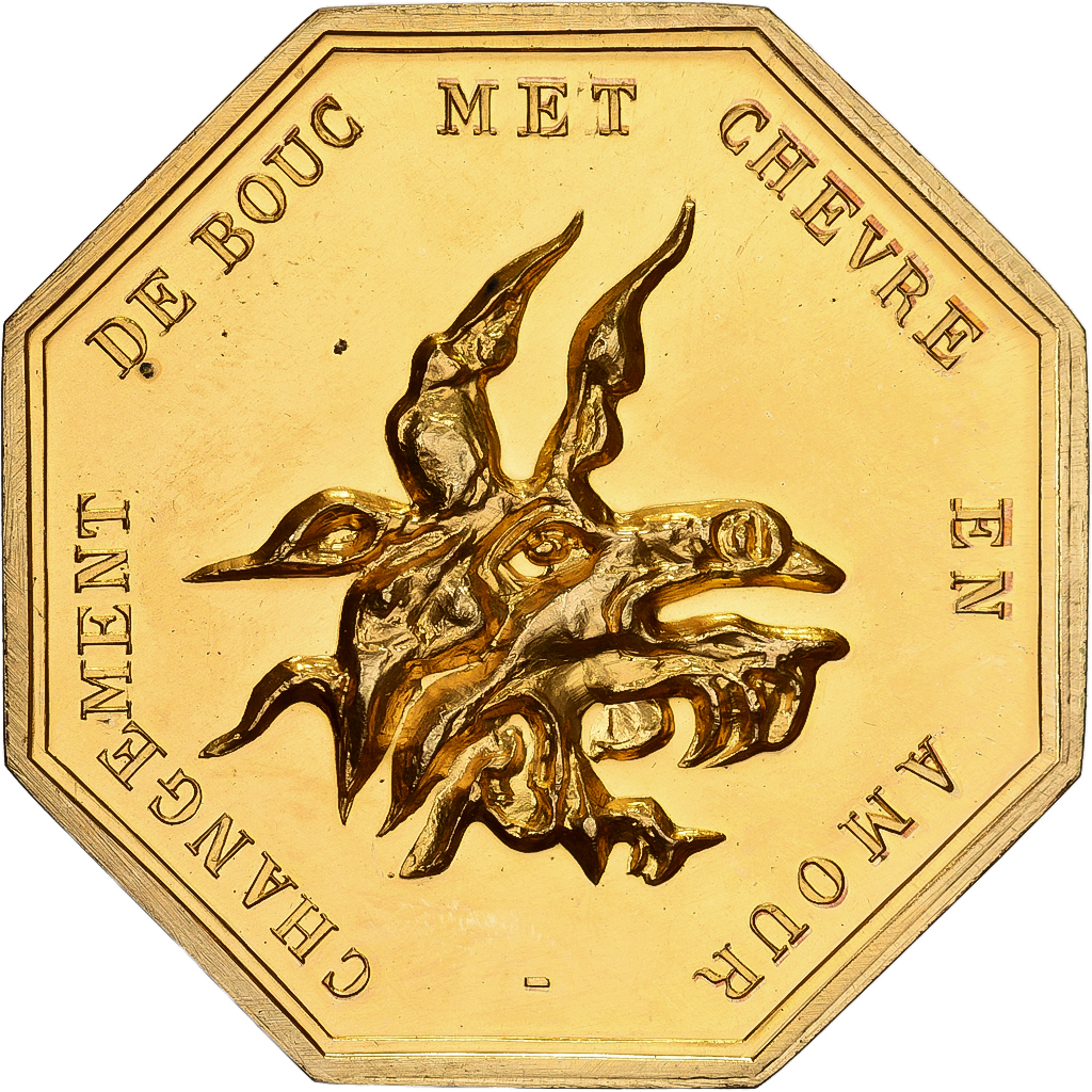 France, Token, Amour et Mariage, Voeux, Gilt Bronze, Bouc, 