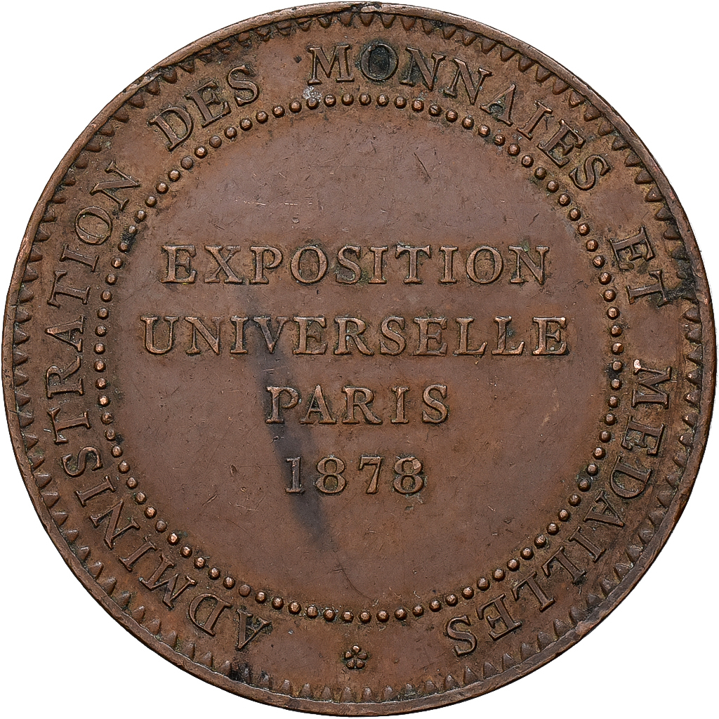 France, Medal, Exposition universelle de Paris, 1878, Copper, Barre, 