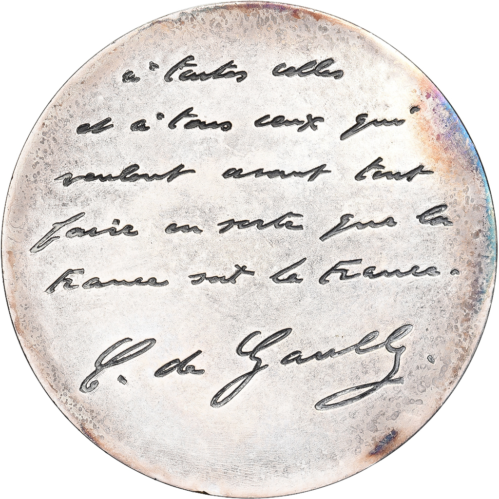 France, Medal, Charles De Gaulle, Silvered bronze, J. Balme, 