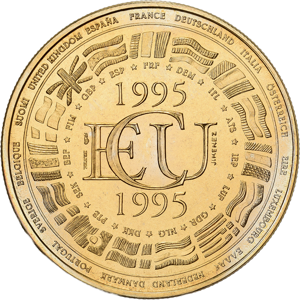 France, Medal, Ecu Europa, 1995, Copper-Nickel Gilt, Rodier, 