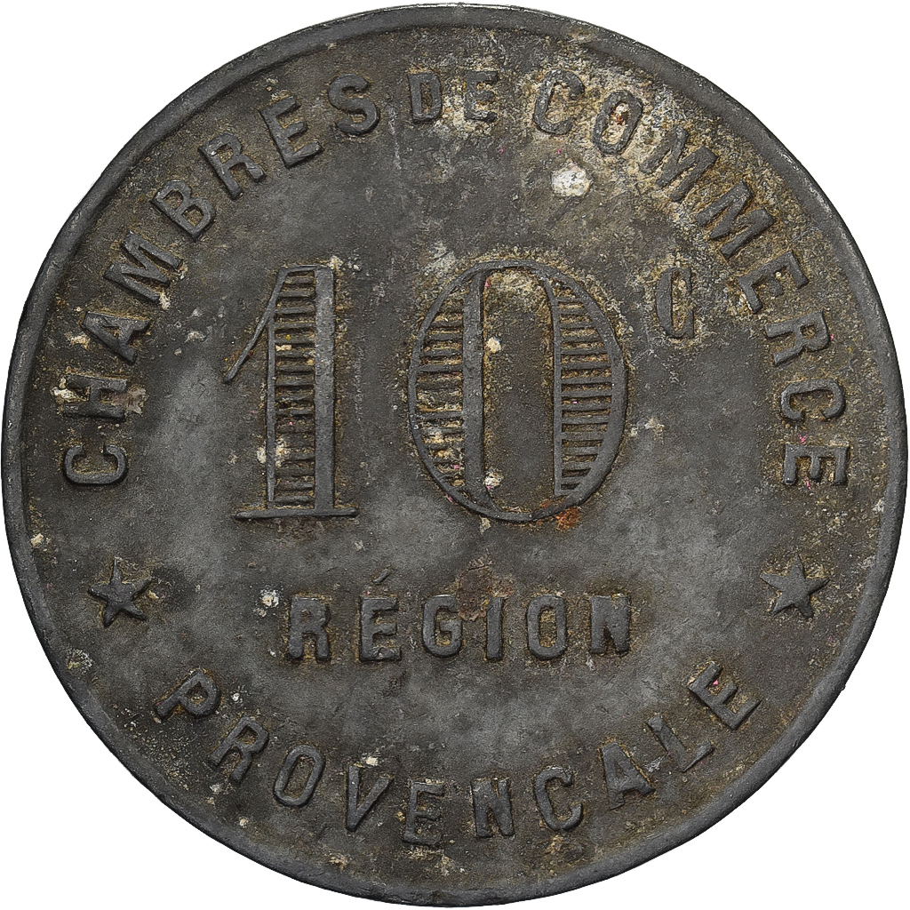 France, Chambre de Commerce, Région Provençale, 10 Centimes, , Zinc