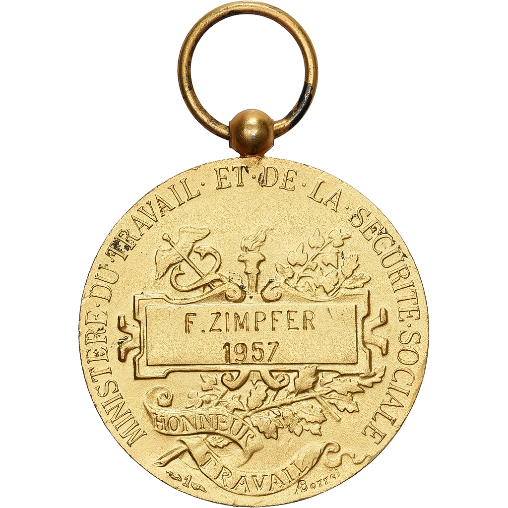 France, Ministère du Travail et de la Sécurité Sociale, Medal, 1957