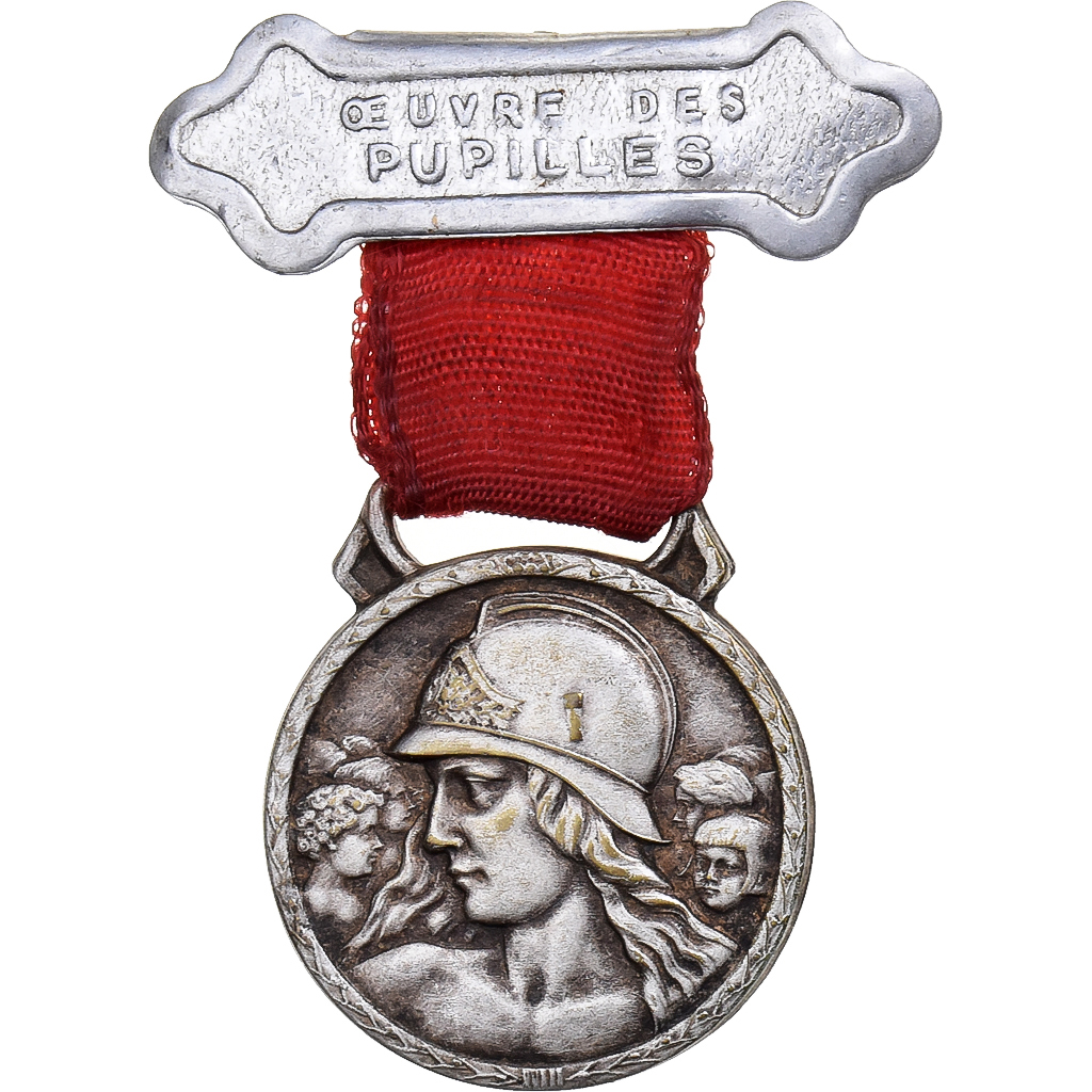 France, Medal, Oeuvre des Pupilles des Sapeurs Pompiers Français, Silvered