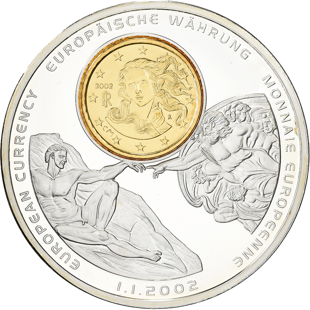 Italy, Medal, Monnaies européennes, 2002, Copper Plated Silver, 