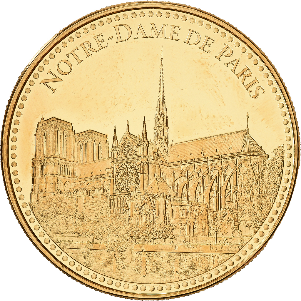 France, Medal, Cathédrale Notre-Dame de Paris, Copper-Nickel Gilt, 