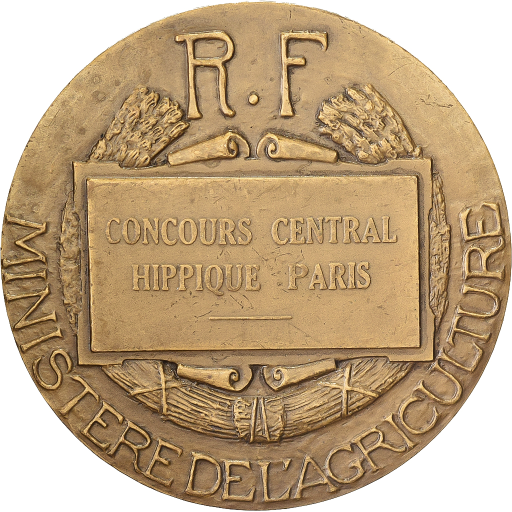 France, Medal, Agriculture, Concours Centrale Hippique, Paris, Bronze, Bouchard