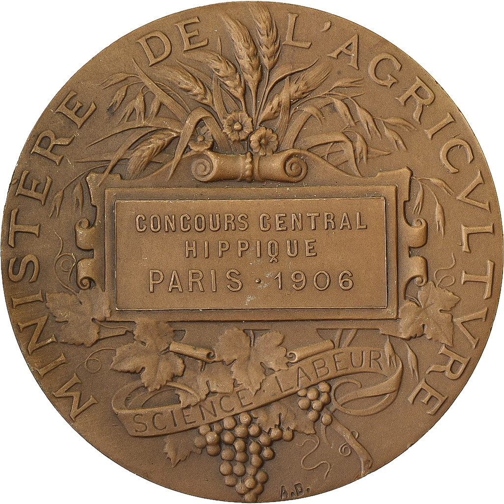 France, Medal, Concours Central Hippique de Paris, 1906, Bronze, Alphée Dubois