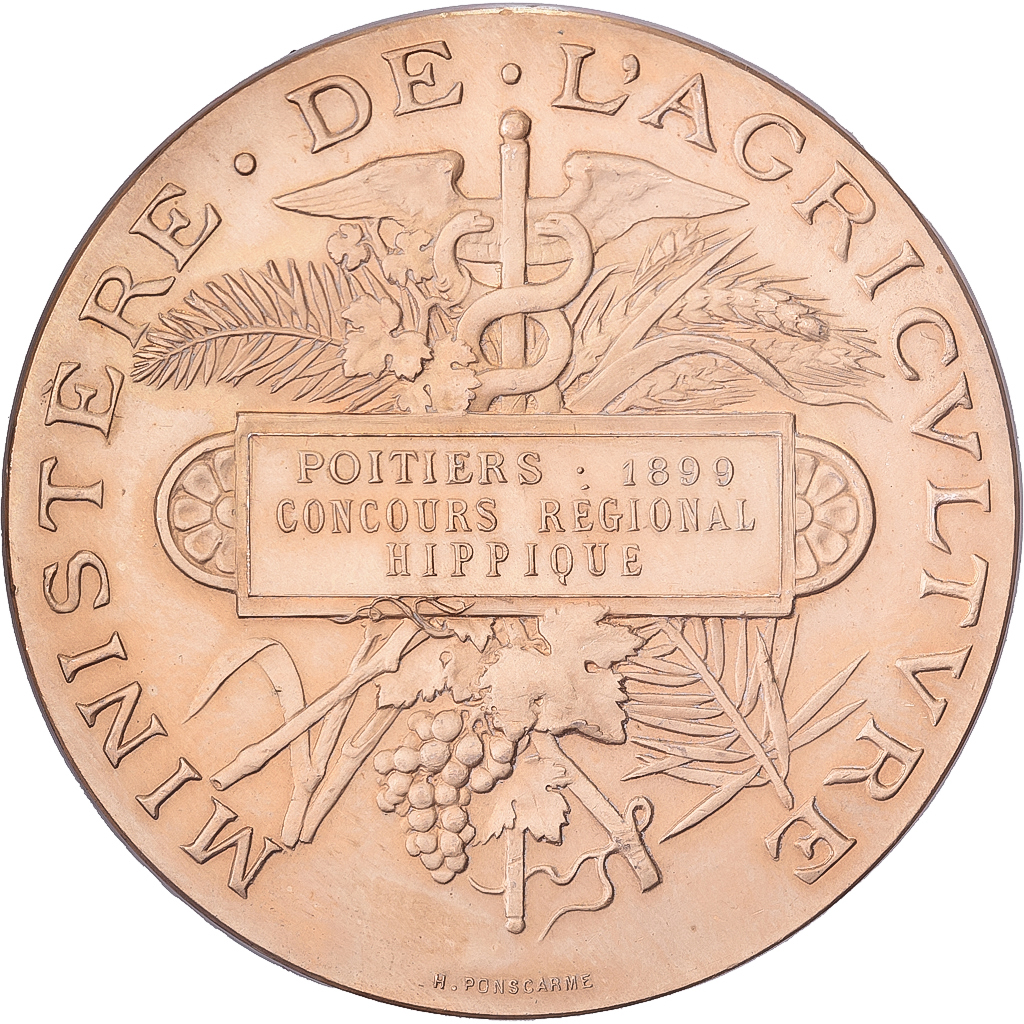 France, Medal, Concours Régional Hippique de Poitiers, 1899, Bronze, Ponscarme