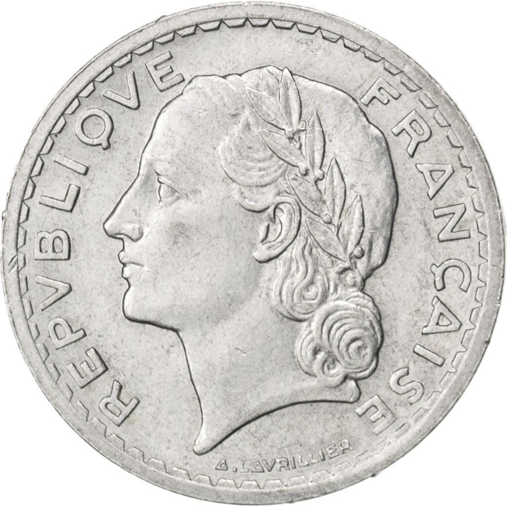 Coin, France, Lavrillier, 5 Francs, 1946, Beaumont le Roger, 