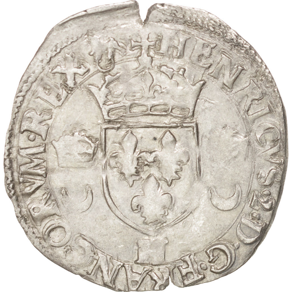 Coin, France, Douzain aux croissants, 1550, La Rochelle, , Billon