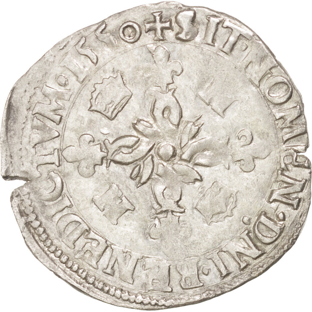 Coin, France, Douzain aux croissants, 1550, La Rochelle, , Billon