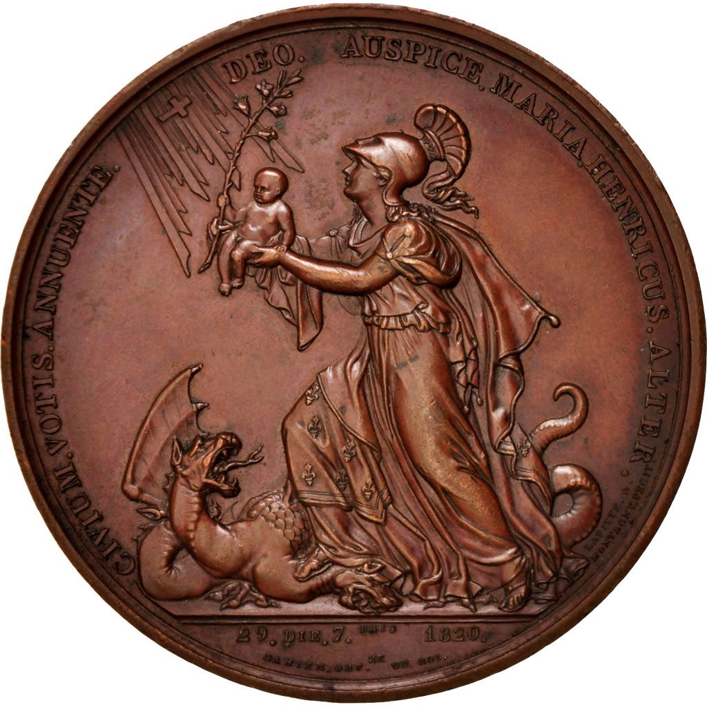 Frankrijk, Medal, Louis XVIII, History, 1821, ZF+, Koper