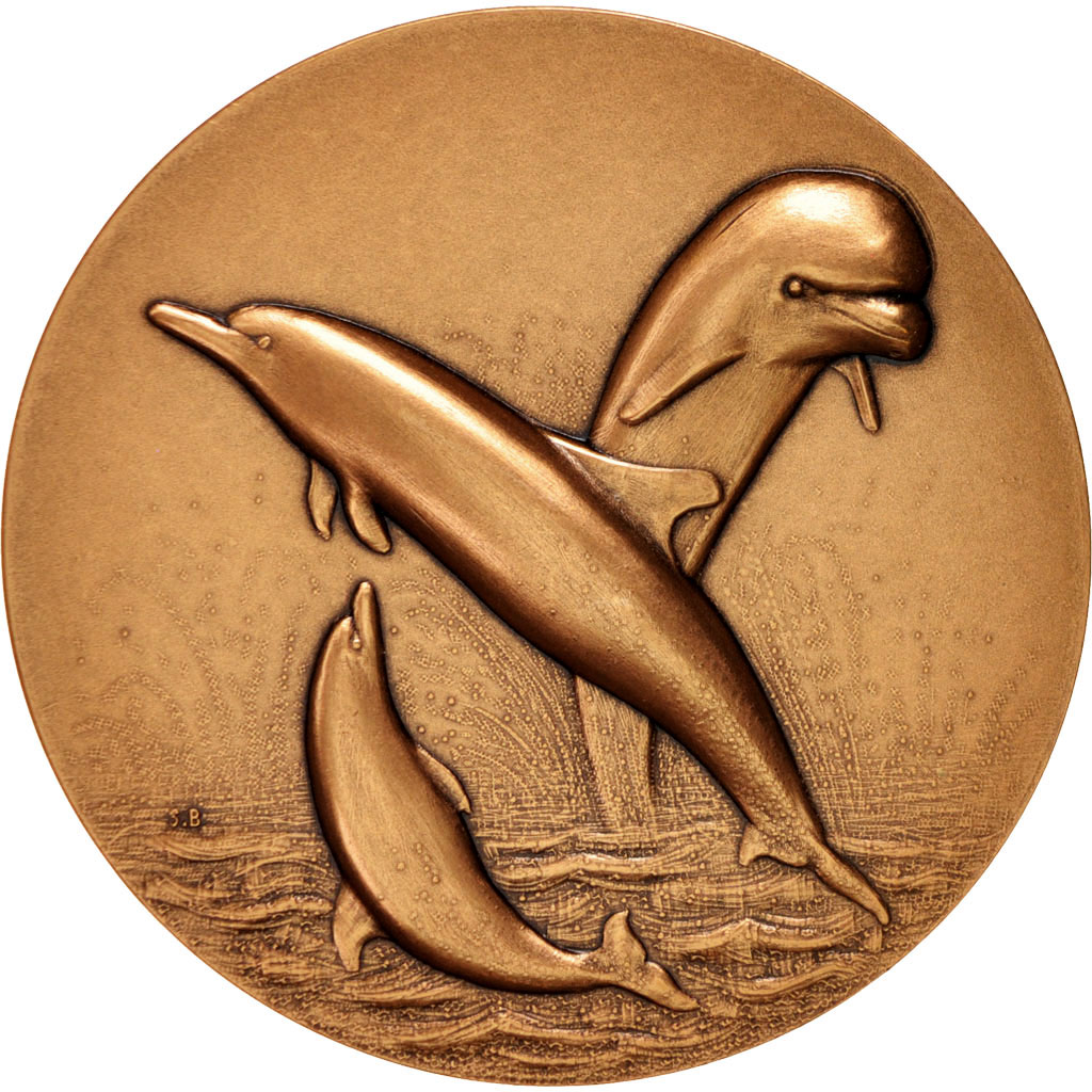 France, Medal, Dolphin, Fauna, Bret, , Bronze