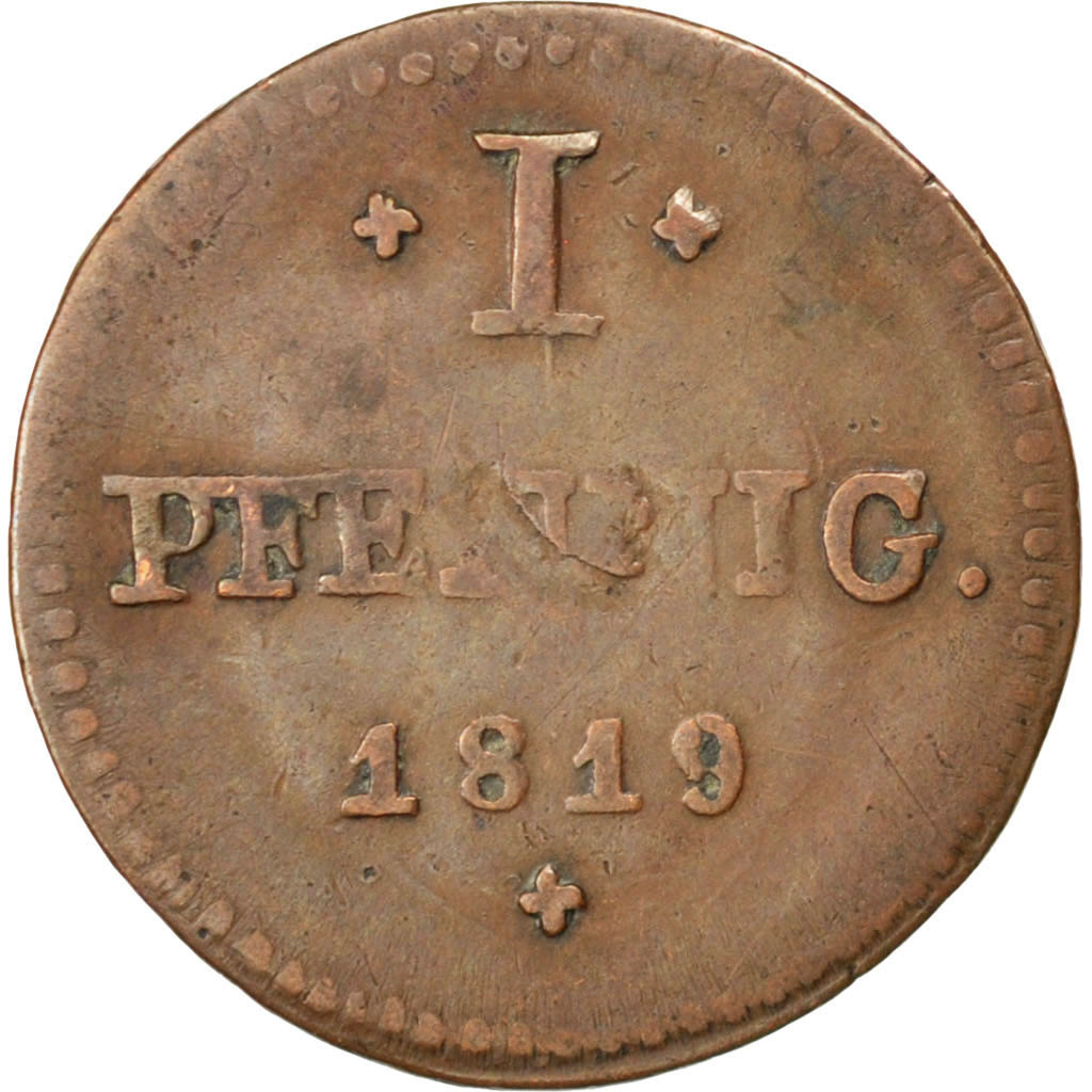 Coin, German States, HESSE-DARMSTADT, Ludwig X, Pfennig, 1819, 