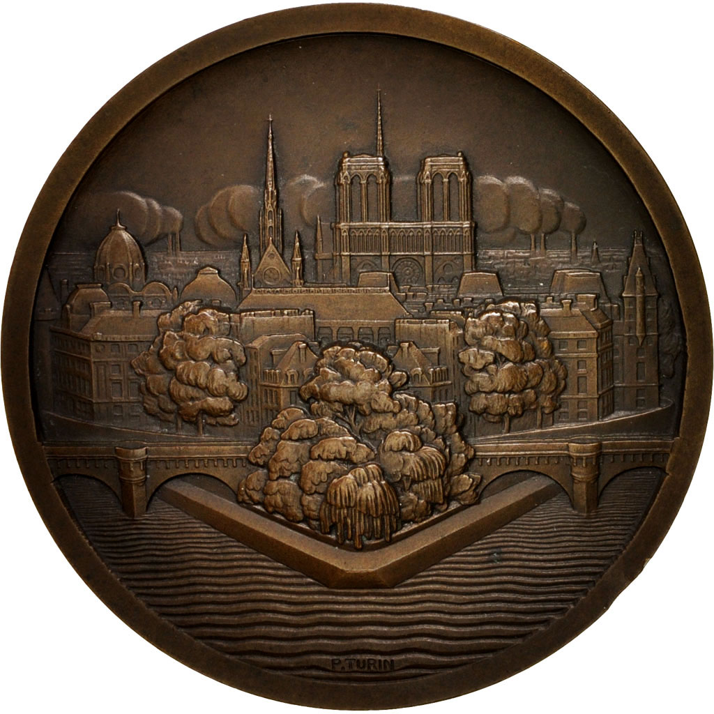 Frankrijk, Medal, L'île de la CIté, Arts & Culture, 1927, Turin, PR, Bronze