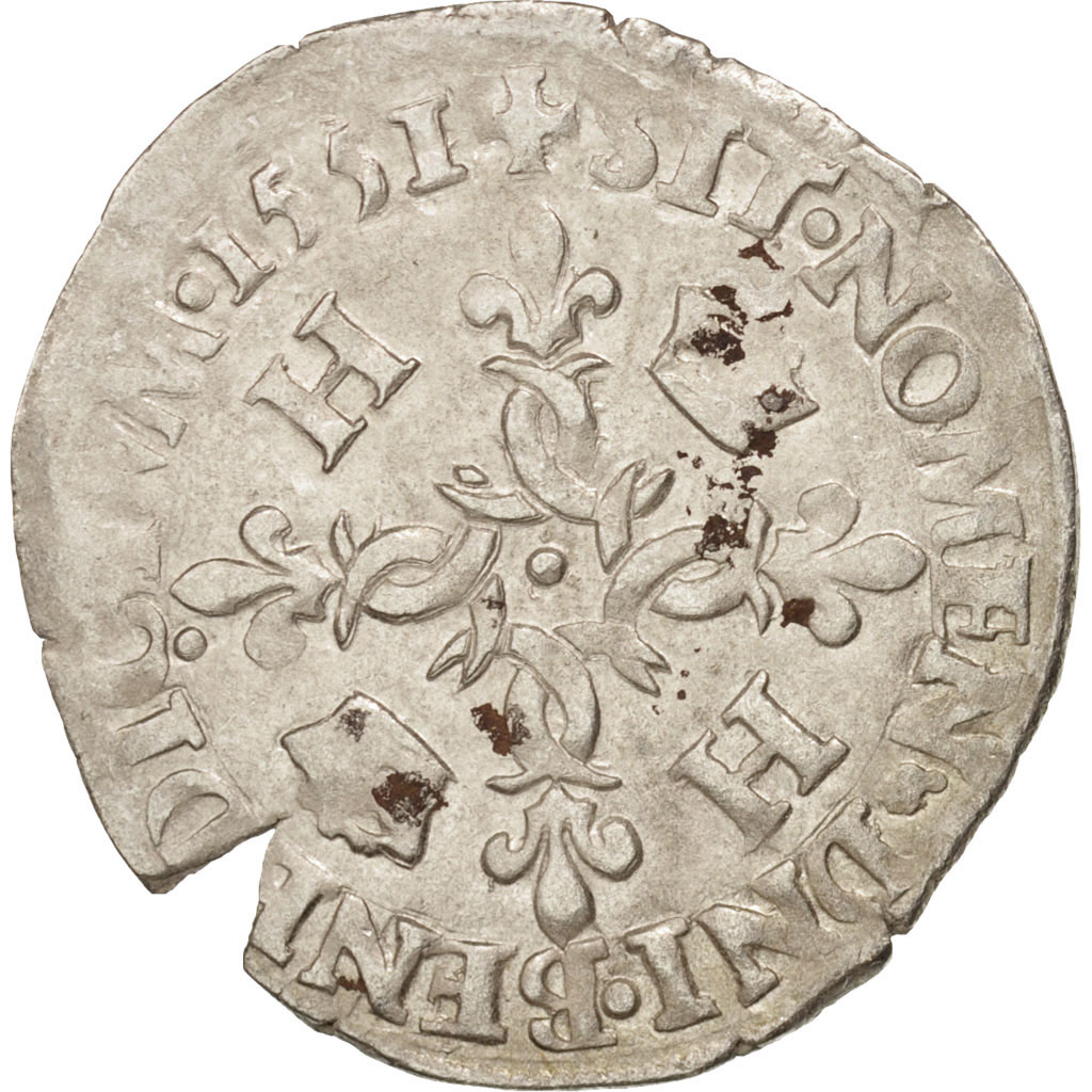 Coin, France, Douzain aux croissants, 1551, Paris, , Billon