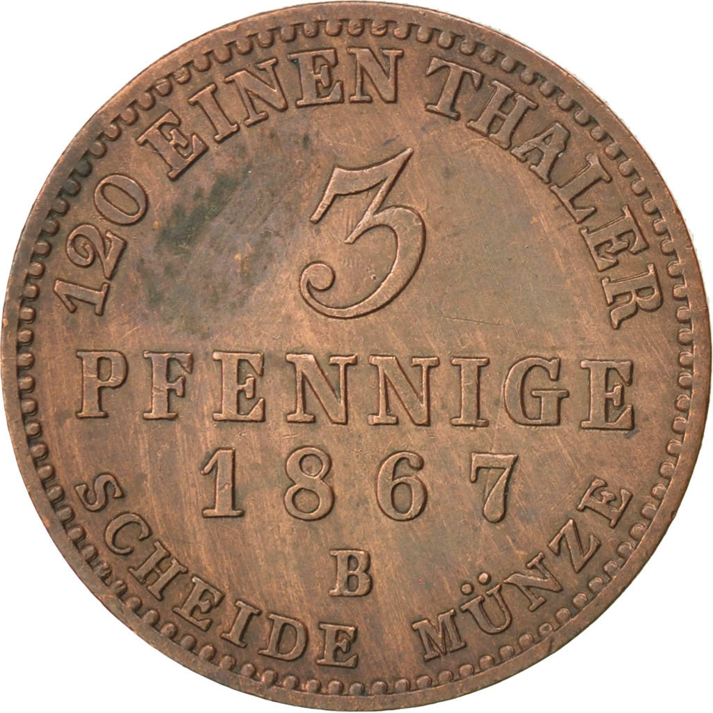 Coin, German States, ANHALT-BERNBURG, Alexander Carl, 3 Pfennige, 1867