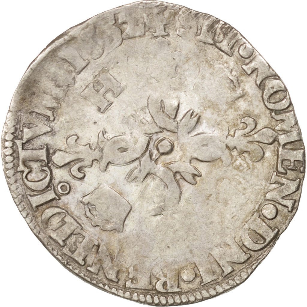 Coin, France, Douzain aux croissants, 1552, Nantes, , Billon