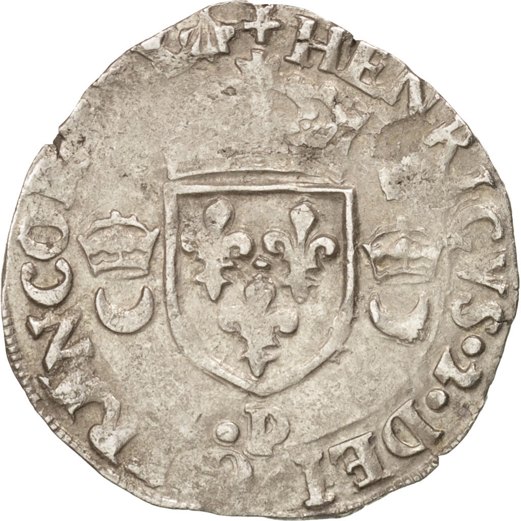 Coin, France, Douzain aux croissants, 1551, Dijon, , Billon