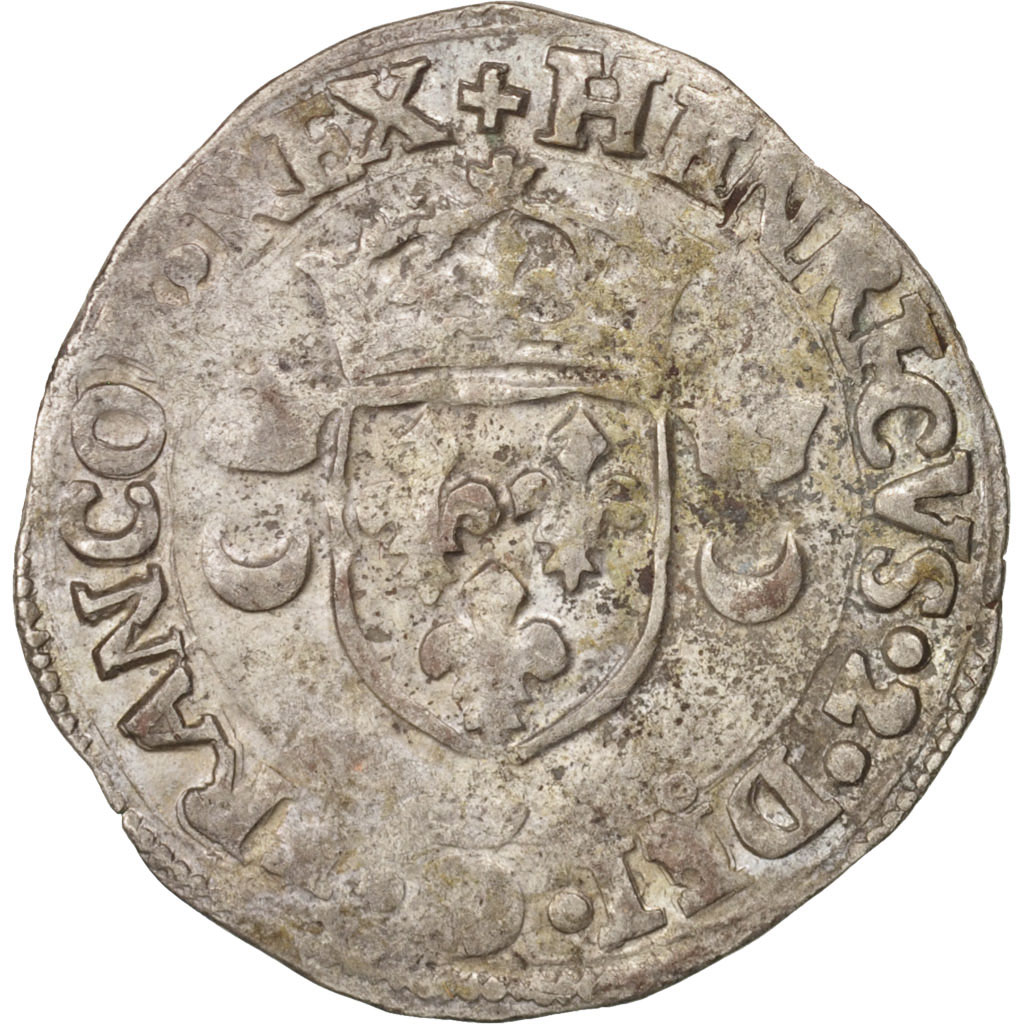 Coin, France, Douzain aux croissants, 1551, Rennes, , Billon